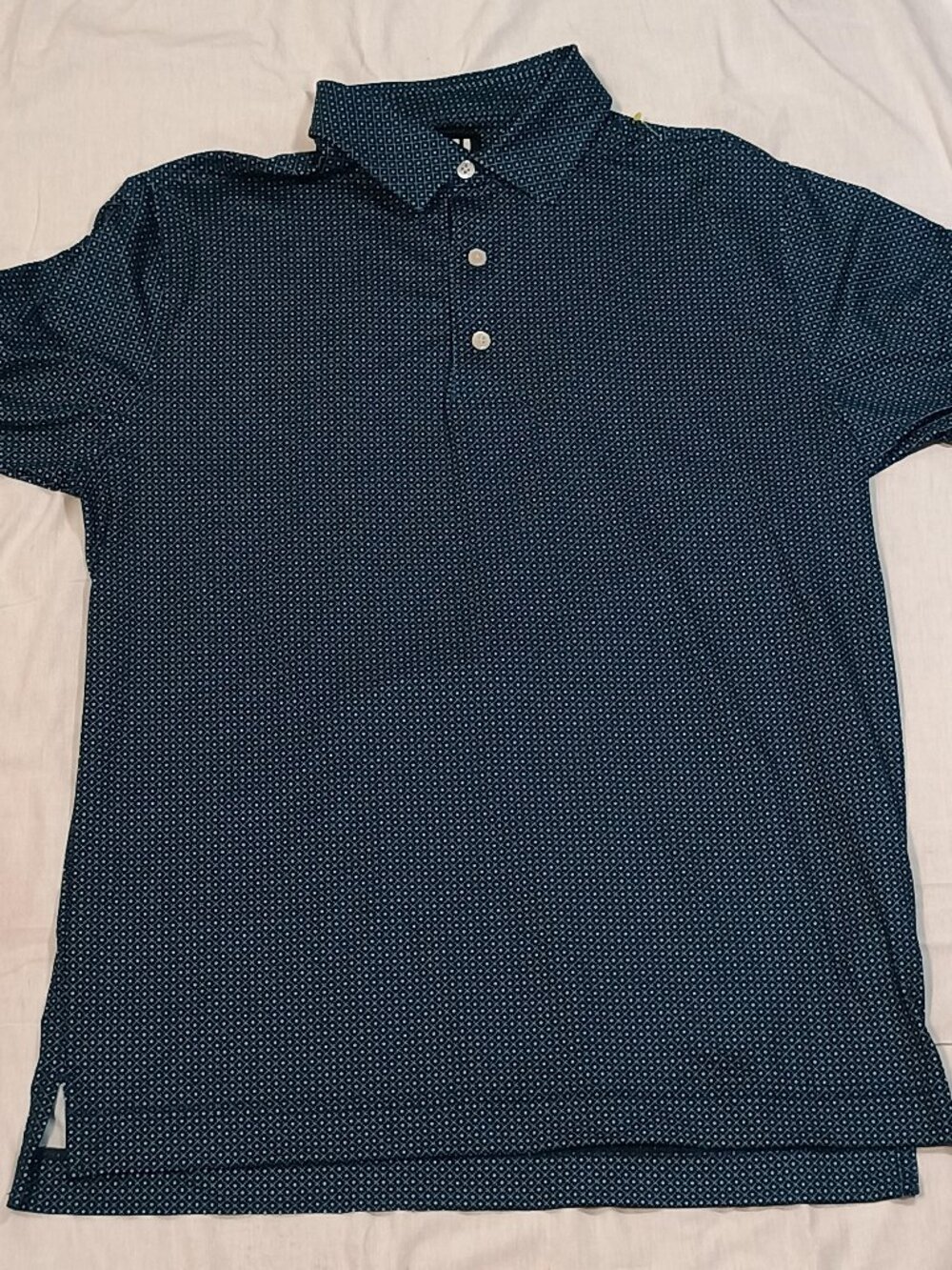FootJoy/Polo Shirt/Mens M/Navy ProDry Lisle Dot Golf Performance Athletic Top Ac